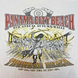Thunder Beach Motorcycle Rally T-Shirt Shirt Panama City Beach FL Size XL White